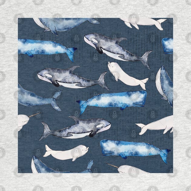 Watercolor Whales Pattern by Harpleydesign